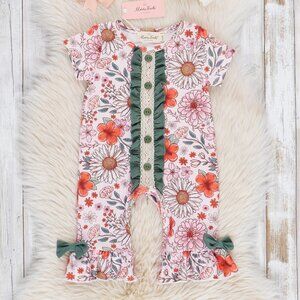 Marie Nicole Poppy Meadow Ruffle Romper (12-18m)